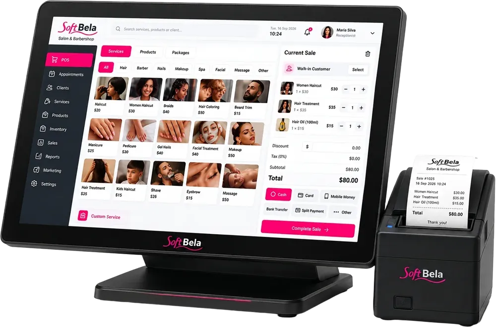 SoftBela POS for salon and barbershop management